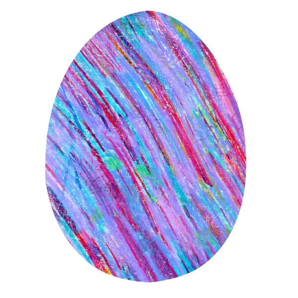 Huevo de Pascua con un patrón de rayas púrpura y azul . —  Fotos de Stock
