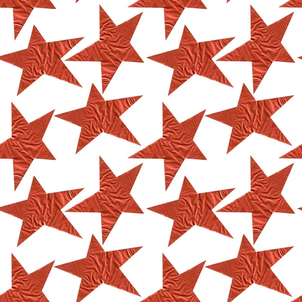 Seamless pattern with bronze stars on a white background.