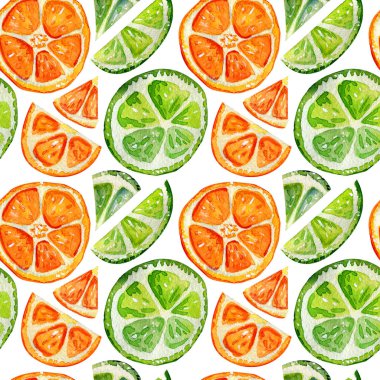 Portakal, greyfurt ve kireç ile dikişsiz desen.