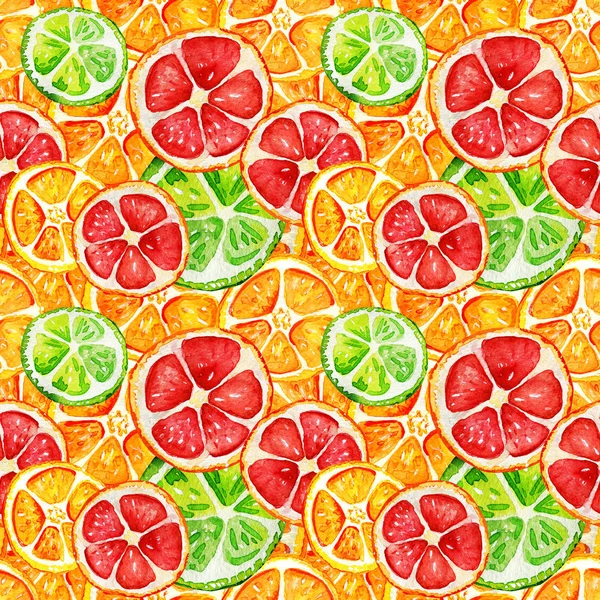 Seamless pattern with orange, grapefruit and lime.