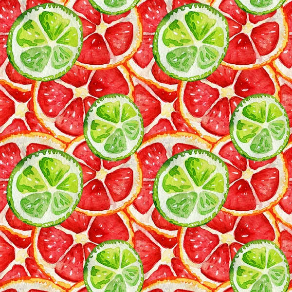 Seamless pattern with grapefruit and lime.