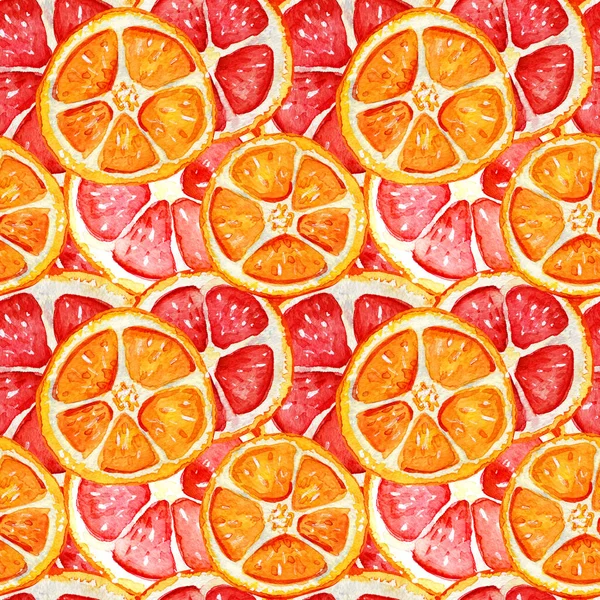 Bezszwowy wzór z grejpfrutem i pomarańczą. — Zdjęcie stockowe