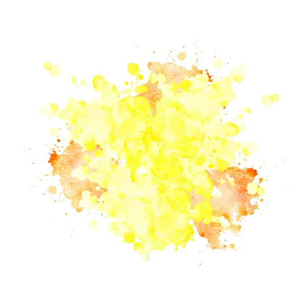 Aquarel vlek van bleke gele kleur met spatten. — Stockfoto