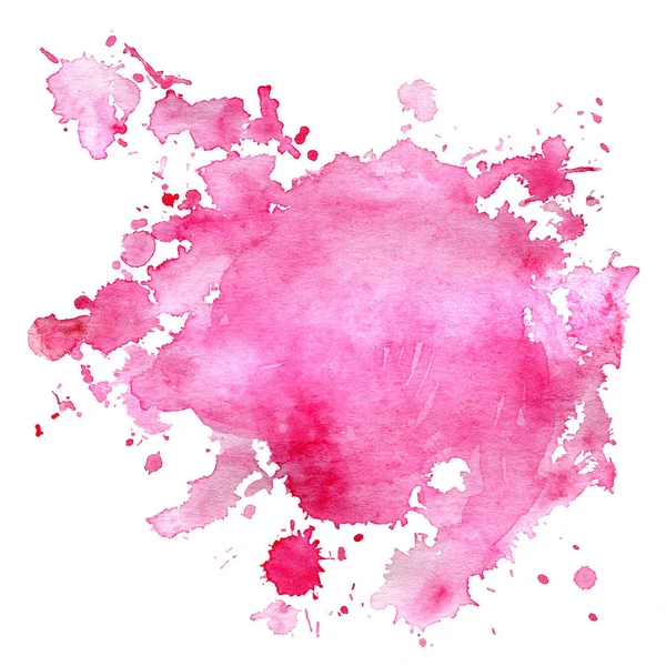 Sıçramaları ile pembe suluboya lekesi.