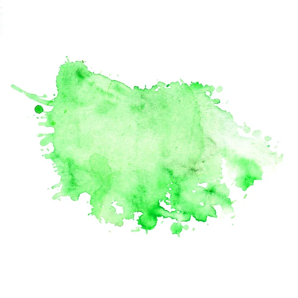 Tache aquarelle de vert avec éclaboussures . — Photo