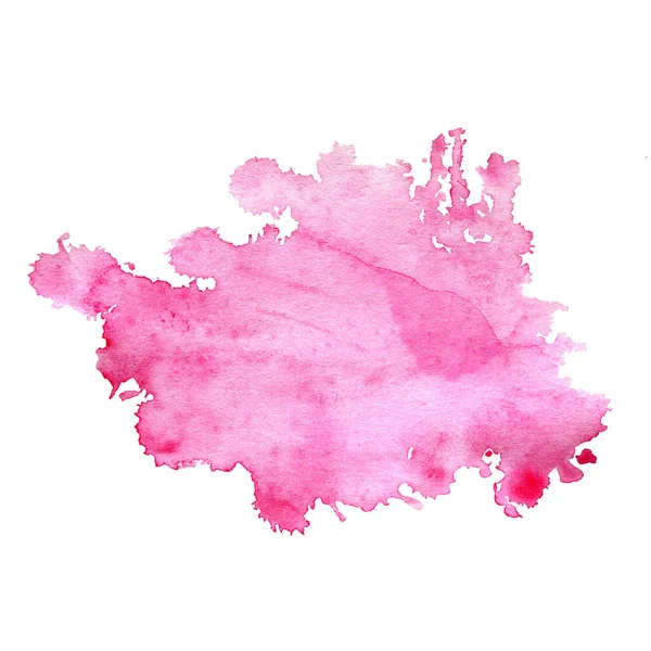 Watercolor stain of pink with splashes. — Stock Photo, Image