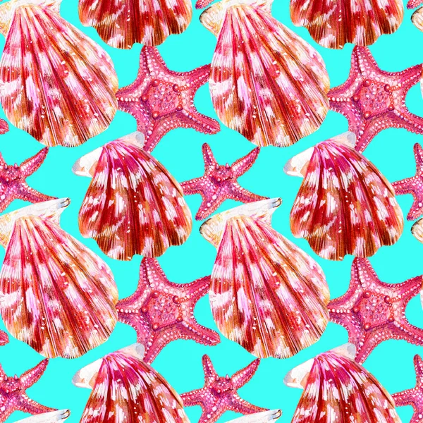 Seamless pattern of scallop shells. — Stock Photo, Image