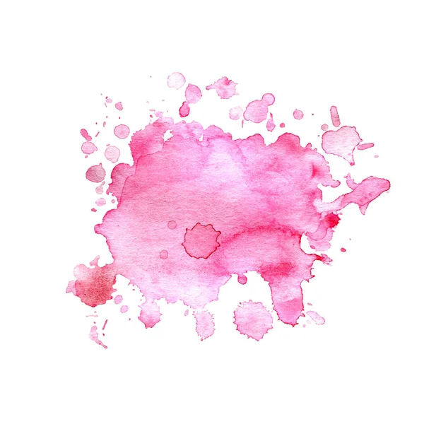 Watercolor stain of pink with splashes. Stock Picture