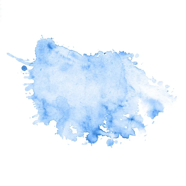 Tache d'aquarelle de bleu avec éclaboussures et taches . — Photo