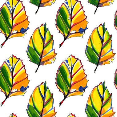 Sulu sonbahar yapraklı kusursuz desen.