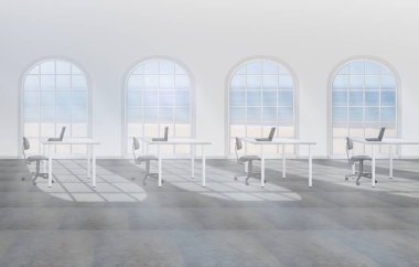 Office arka plan Oda Salon pencere 3d çizim