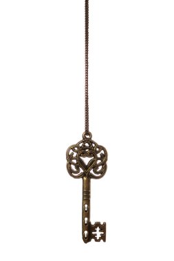 eski altın anahtar zinciri retro vintage izole