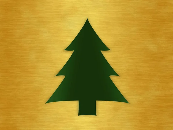 Kerstboom-kaart uitgesneden gouden brons verguld gouden — Stockfoto