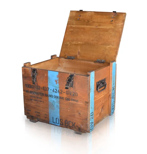 Pudełko drewniane drewniane pudełko wina pole prawdziwe owoce wina — Zdjęcie stockowe