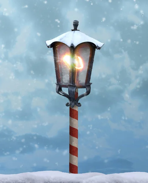 Biegun północny latarnia Boże Narodzenie Boże Narodzenie card zima — Zdjęcie stockowe
