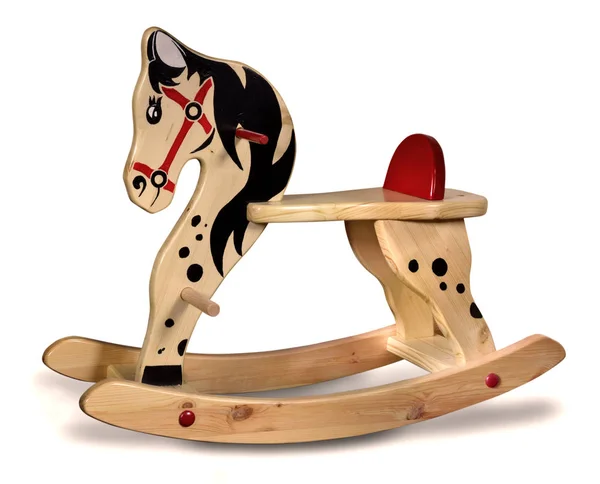 Cavalo de balanço seesaw brinquedo madeira hotteh de madeira — Fotografia de Stock