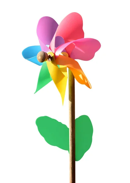 Väderkvarnen leksak trädgård deco windflower färgglada isolerade — Stockfoto