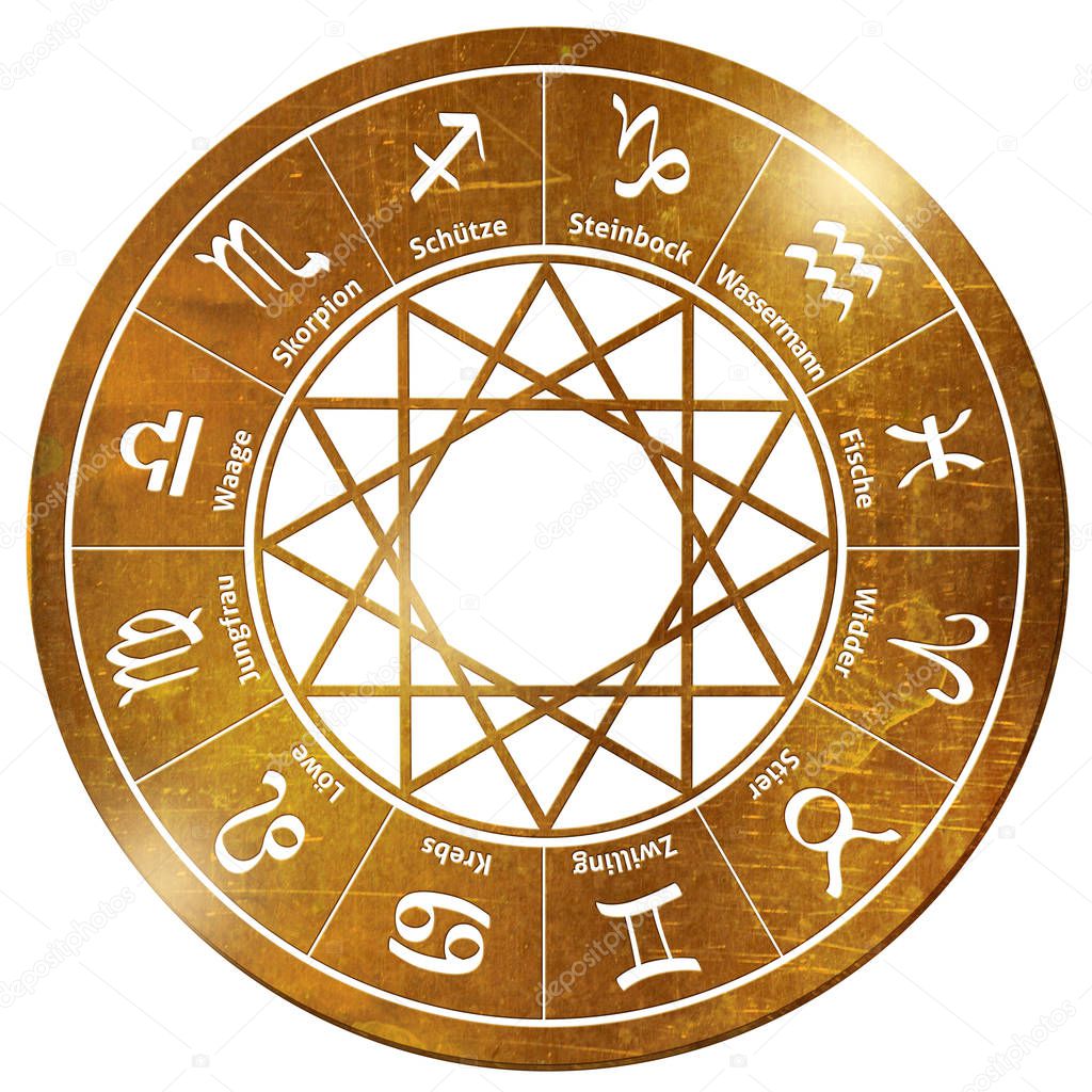 star wheel tarot horoscope stars gold chain pendant