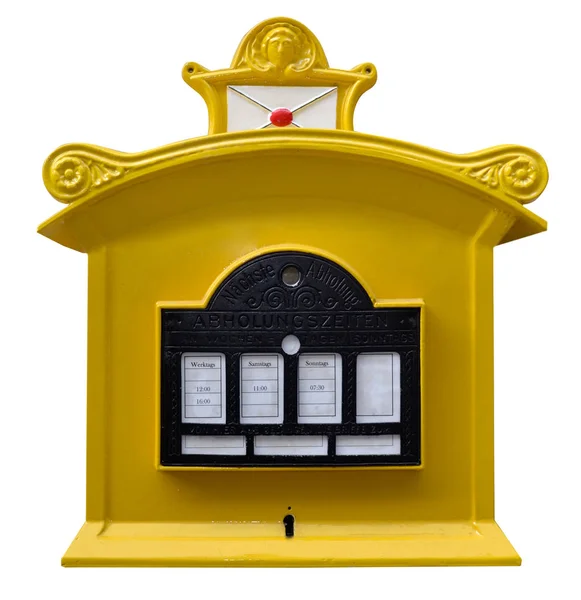 Mailbox post nostalgic vintage letter insert yellow — Stock Photo, Image