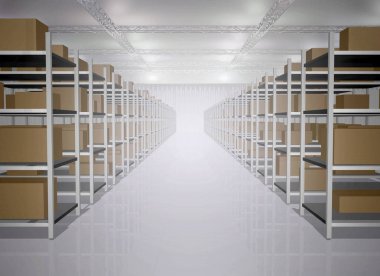 raflar depo depolama izni alan 3d çizim