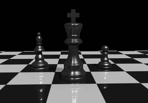Xadrez peão xadrez rei senhora tabuleiro jogo 3d ilustração — Fotografia de Stock