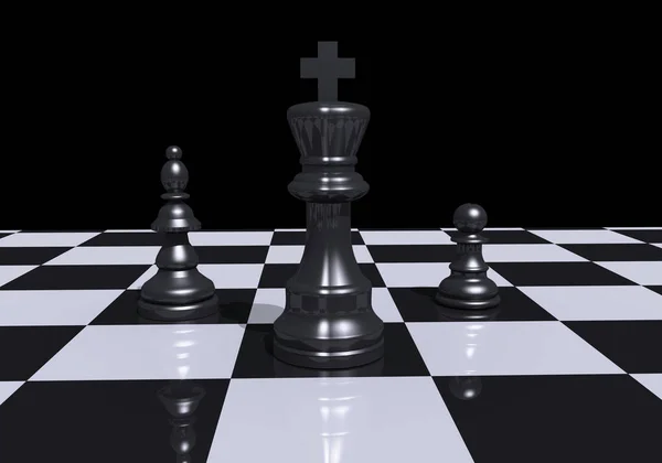 Échecs pion échecs roi dame jeu de société illustration 3d — Photo