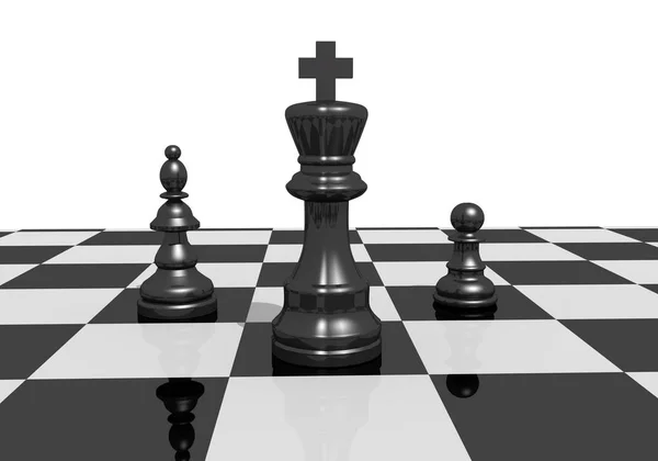 Scacchi pedone scacchi re signora gioco da tavolo 3D illustrazione — Foto Stock