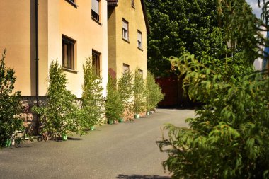 Corpus Christi festivali için dekore edilmiş Almanya'da Köy