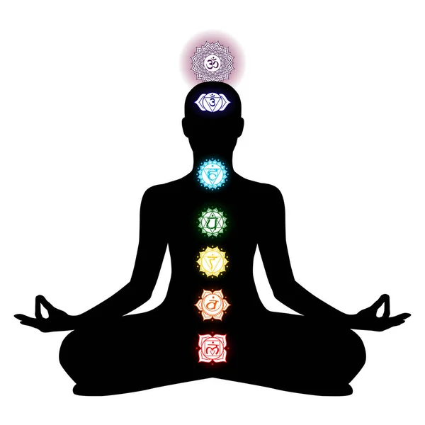 Chakra, cakra, tántrico, hinduismo, budismo, vajrayana, meditación, yoga — Vector de stock
