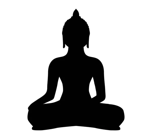 Buddha silhouette vettore ombra nero buddismo meditare — Vettoriale Stock