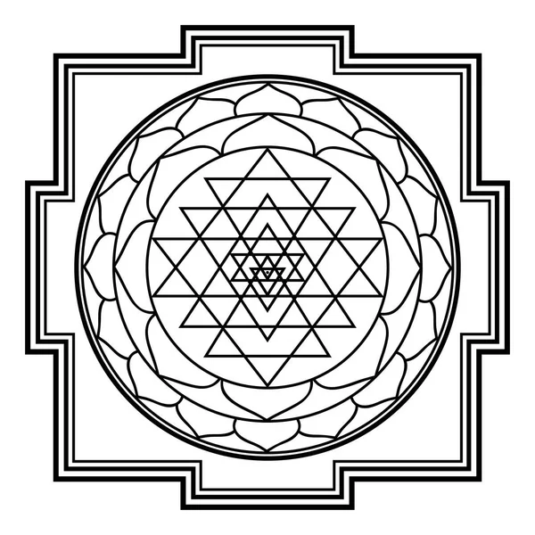Sriyantra shakti segurar suporte geometria hinduísmo tantrismo — Vetor de Stock