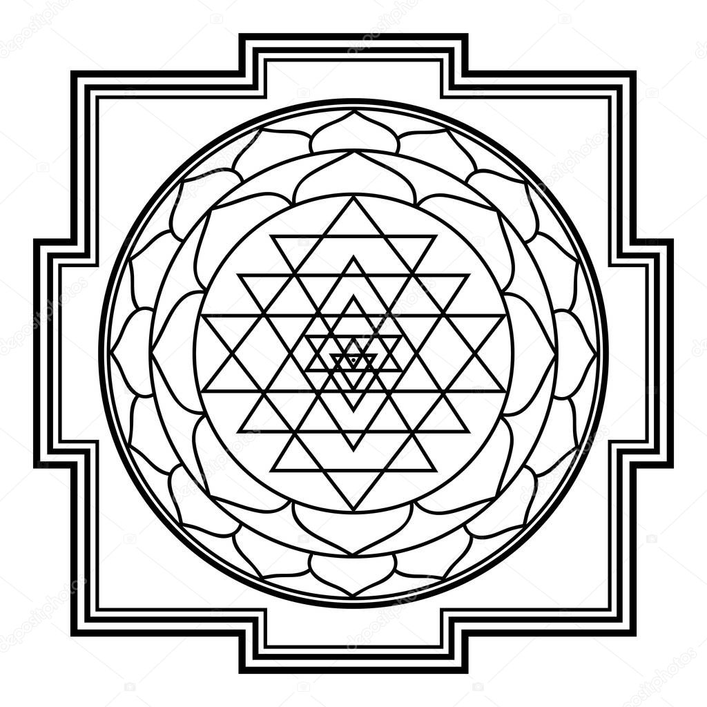 sriyantra shakti hold support geometry hinduism tantrism