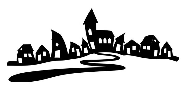 стена наклейка деревня луна ночная стена наклейка горизонта
