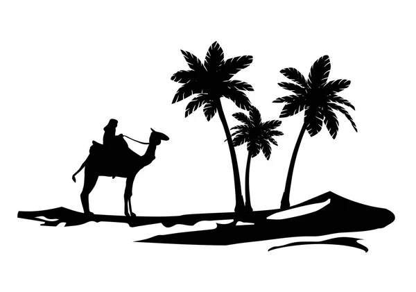 Camel palm tree wall decal desert dune islamic — Stock Vector