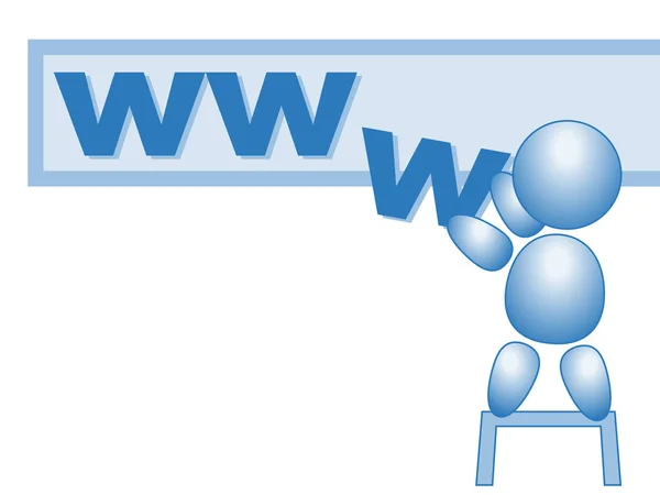 Www web internet homepage férfi pálcikaember vektor kék — Stock Vector