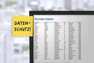 Müşteri veri listesi veri koruma gizli tablosu