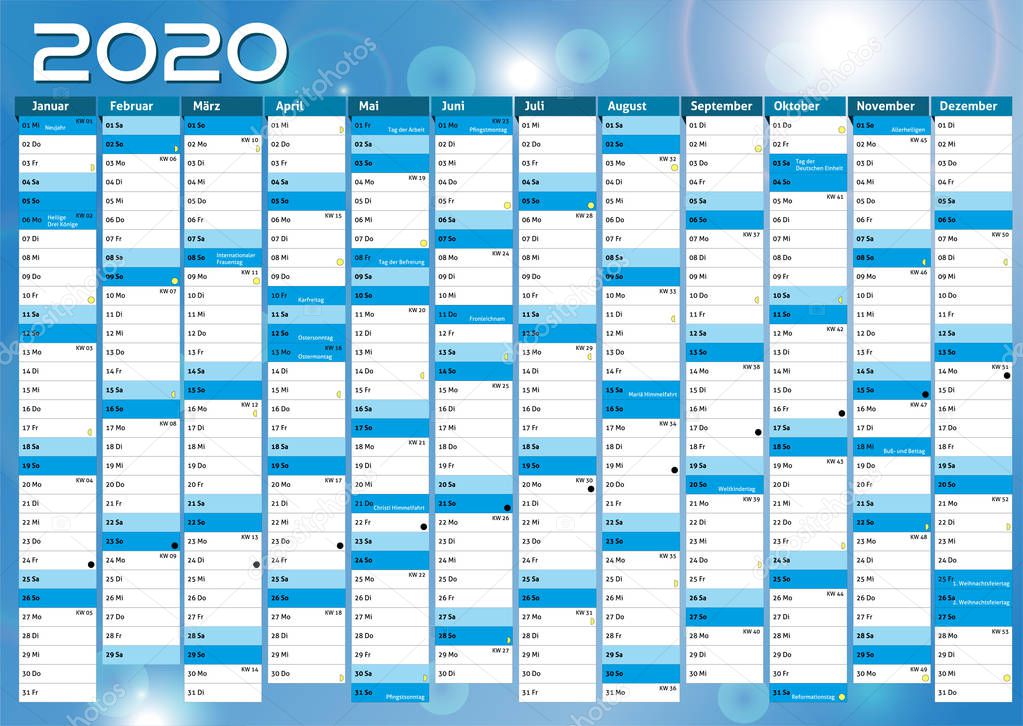 2020 calendar annual planner pocket business year vector