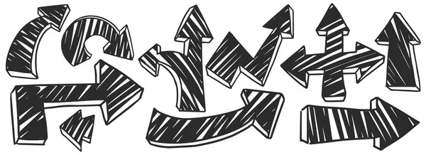 Hand Drawn Pijlen Met Zwarte Kleur Verschillende Richtingen Stockfoto