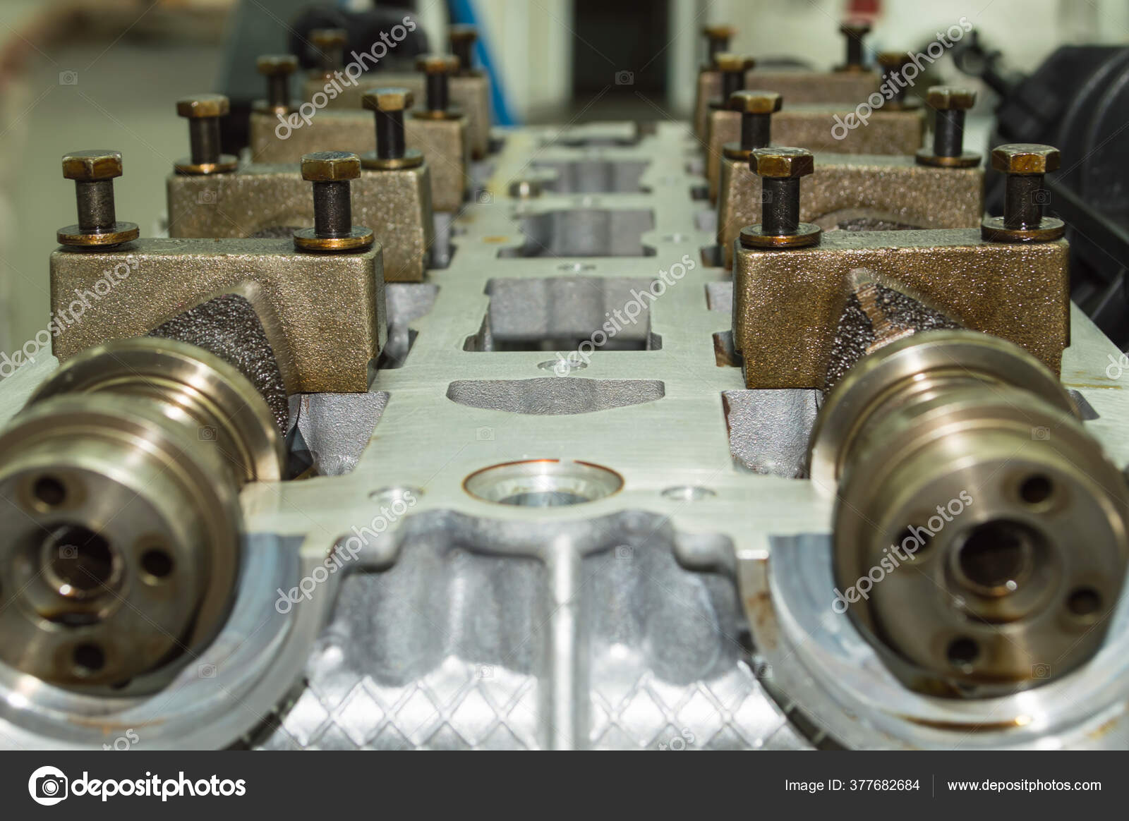 Intake Exhaust Camshafts Installed Head Internal Combustion Engine