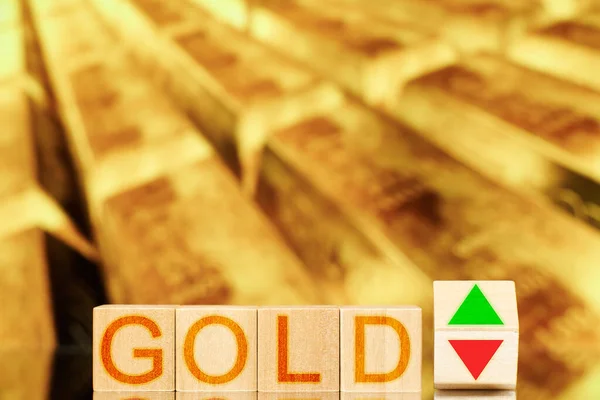 Goldmarkt Holzblöcke Mit Der Aufschrift Gold Und Der Block Symbolisieren — Stockfoto