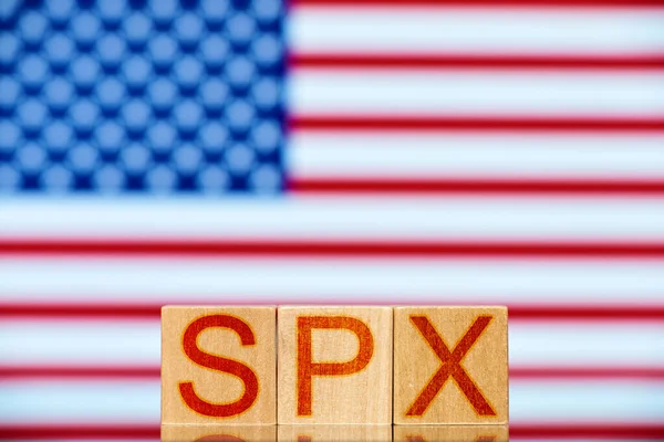 Spx Holzblöcke Mit Spx Schriftzug Auf Flaggenhintergrund — Stockfoto