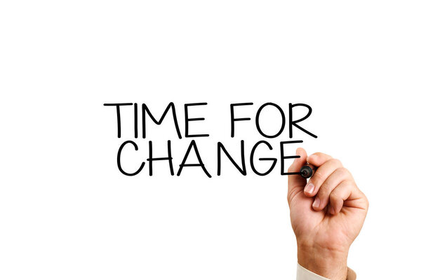 Концепция времени перемен. мужской почерк для перемен