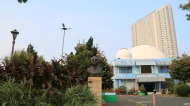 Jakarta, Indonesia - July 10, 2017: Ismail Marzuki statue at Taman Ismail Marzuki or Jakarta Cultural Center in Cikini, Central Jakarta, Indonesia.