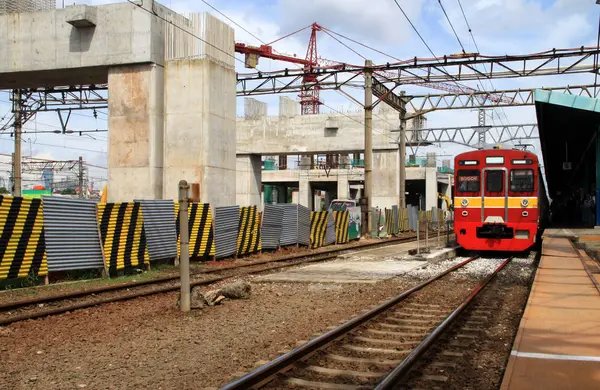 Джакарта Индонезия Ноября 2017 Года Развитие Железнодорожного Пути Железнодорожном Вокзале — стоковое фото