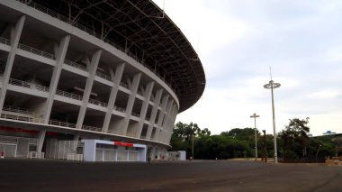 Jakarta, Endonezya - 26 Ocak 2018: Gelora tıkamak Karno ana stadyumu. Gelora tıkamak Karno spor kompleksi Central Jakarta merkezde bulunan çok amaçlı stadyum