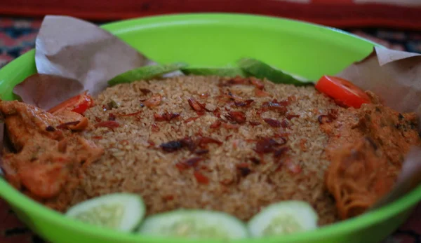 Kebuli Reis Oder Nasi Kebuli Ein Würziges Reisgericht Indonesischen Stil — Stockfoto