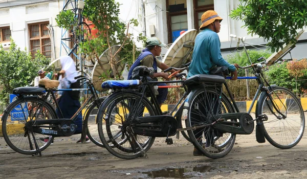 Джакарта Индонезия Мая 2018 Года Некоторые Ojek Велосипед Такси Ожидающий — стоковое фото