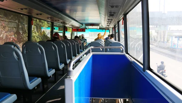 Yakarta Indonesia Julio 2018 Interior Transyakarta Bus Bus Rapid Transit — Foto de Stock