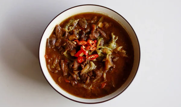Tongseng Daging Kambing Rebus Dimasak Dengan Kecap Manis Santan Kelapa — Stok Foto