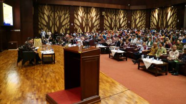 Depok, Endonezya - 11 Ekim 2018: Endonezya Balai Sidang Üniversitesi Semineri. 
